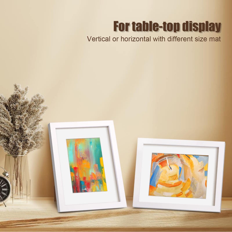 KINLINK 8x10 Picture Frame White, Solid Wood Frames with Acrylic Plexiglass for Pictures 4x6/5x7 with Mat or 8x10 without Mat, Tabletop and Wall Display, Set of 4 - Image 4